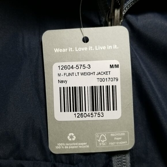 Trimark Men's Jacket Size M Flint Lightweight Hideaway Hood Navy Blue Full Zip - Picture 5 of 6